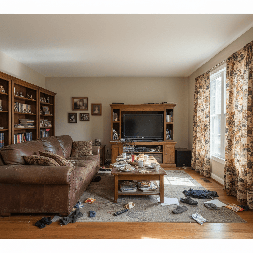 Virtual staging declutter & restage - step 1