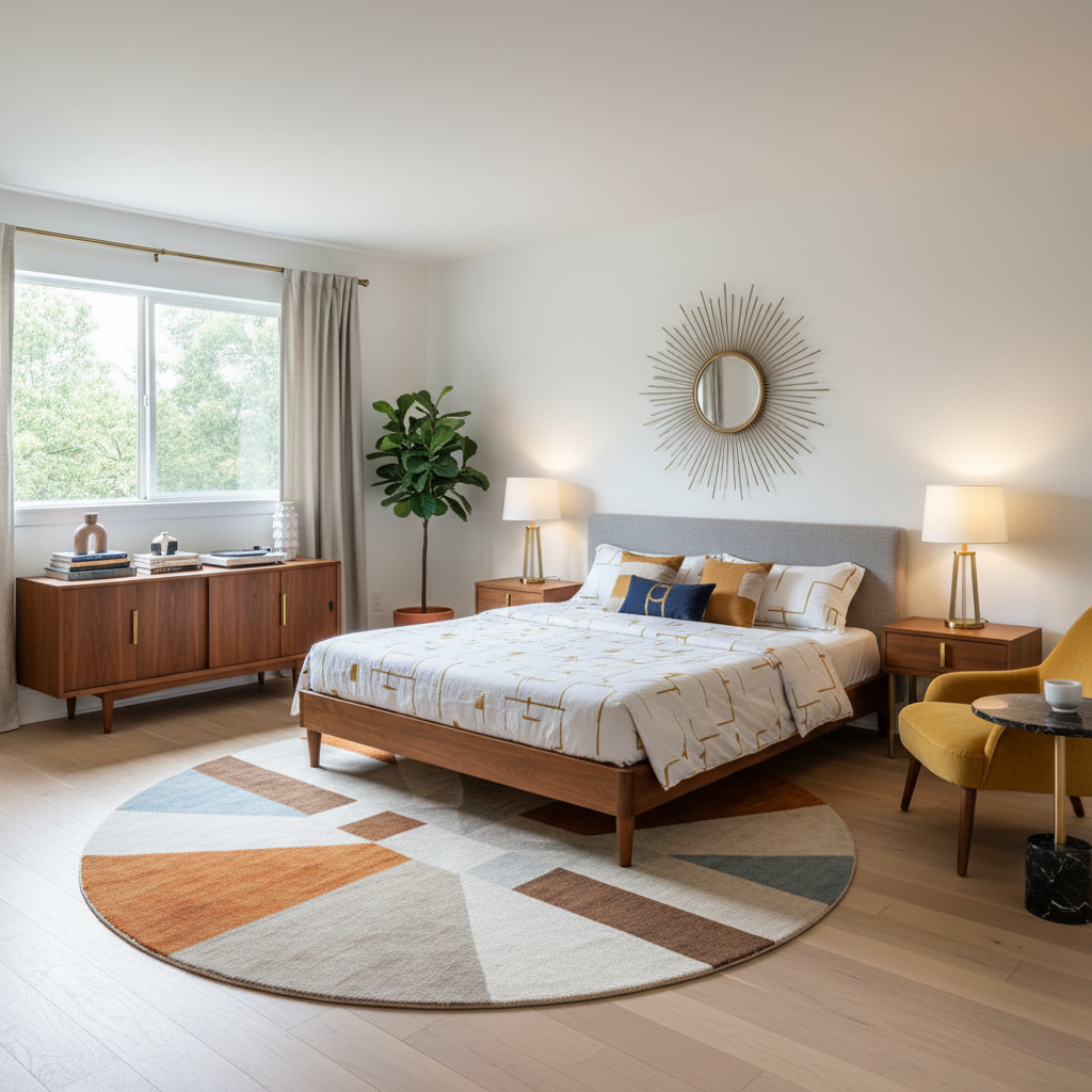 Mid-century modern bedroom staging