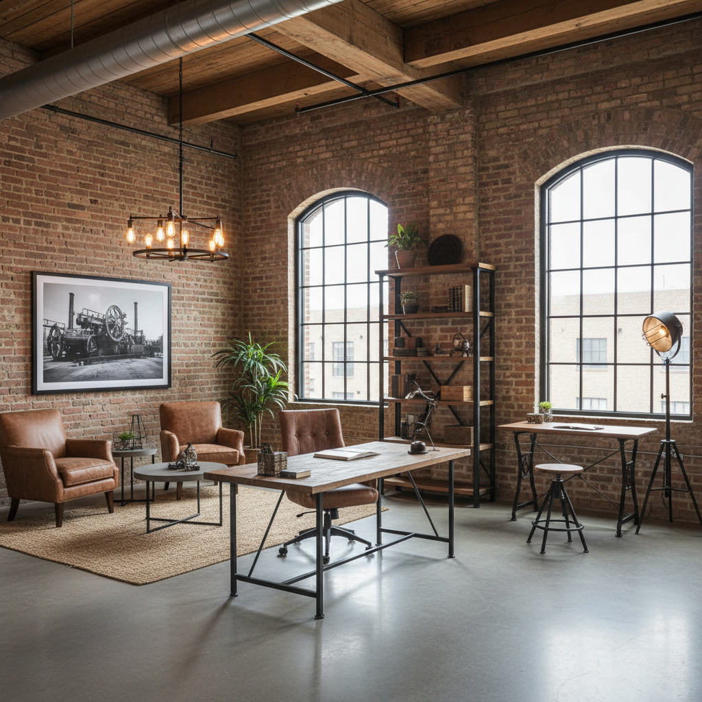 Industrial home office staging