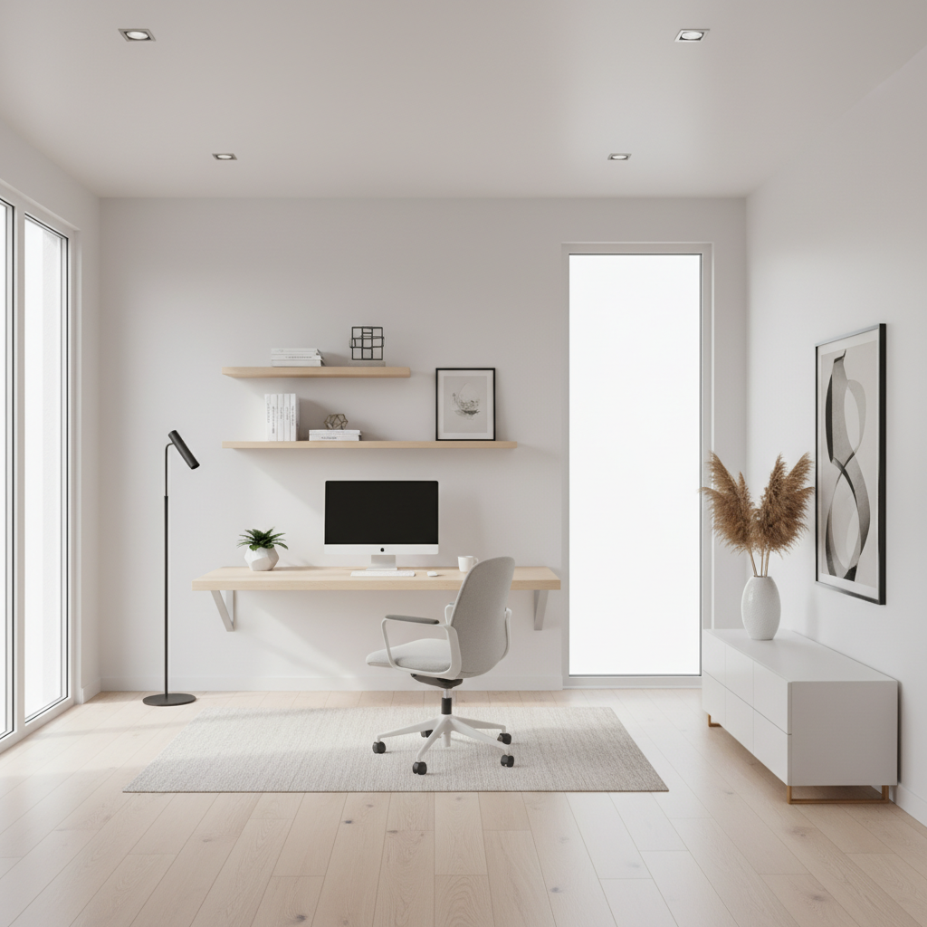 Minimalist home office staging